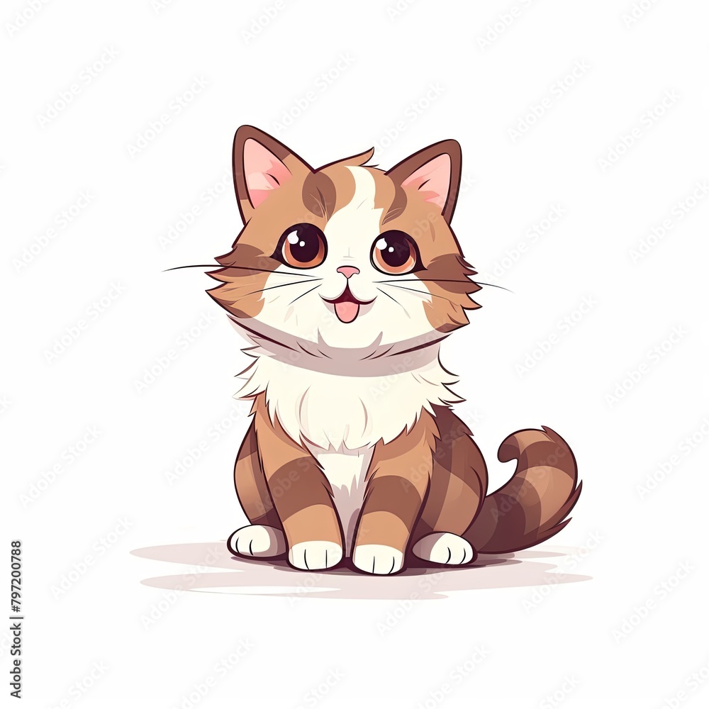 Wall mural flat illustration of cute pleasant cat