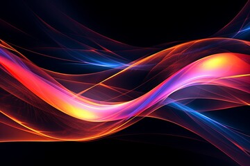 Glowing Abstract Line Art: Masterpiece Created in Advanced Graphic Editing Software