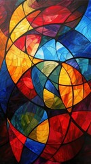 Abstract art: Kaleidoscope of colors on a stained glass background.
