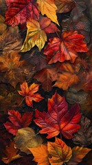 Autumnal painting background: Vibrant colors capturing the essence of falling leaves.
