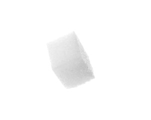 One refined sugar cube isolated on white