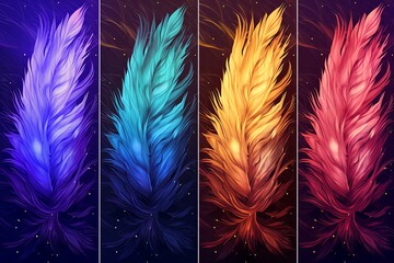 Fototapeta premium Mythic Griffin Feather Gradients: Enchanting Elements for Mystical Event Poster Design.