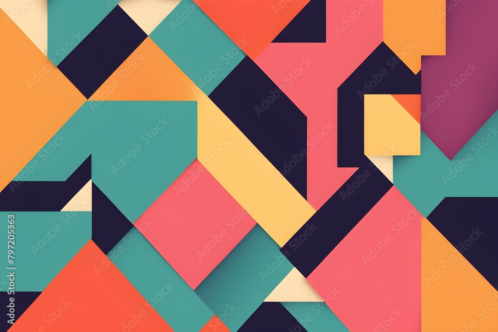 Wall mural A colorful abstract background with squares and triangles