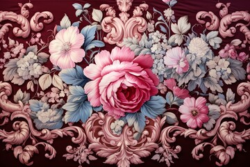 Opulent Rococo Tapestry Gradients: Regal Book Cover Illustration Bursting with Elegance