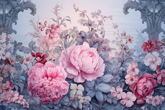 Opulent Rococo Tapestry Gradients: Royal Garden Party Decor Extravaganza