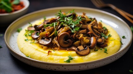 Wholesome and safe, this glutenfree polenta dish is creamy and comforting, topped with a dairyfree mushroom ragout in earthy soft beige tones