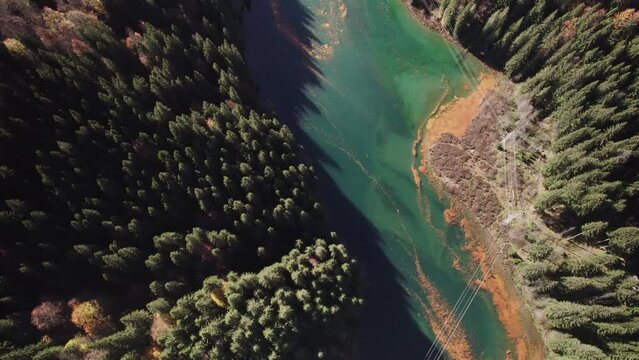 Aerial video over Scropoasa lake Romania