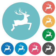 Deer side view solid flat round icons