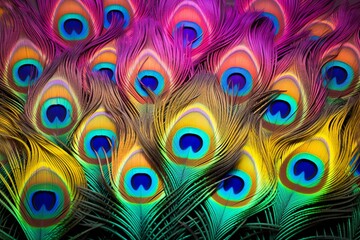 Obraz premium Radiant Peacock Feather Gradients at Nature Gallery Exposition.
