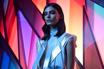 Retro Futurist Hologram Gradients: Futuristic Fashion Show Backdrop