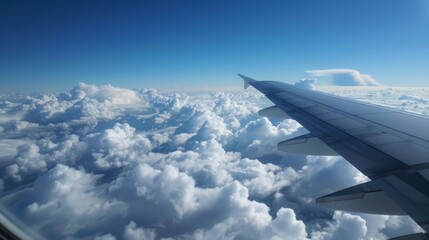 Fototapeta premium Crisp Sky View from Airplane Window
