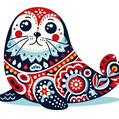 Playful seals created in scandinavian style.
