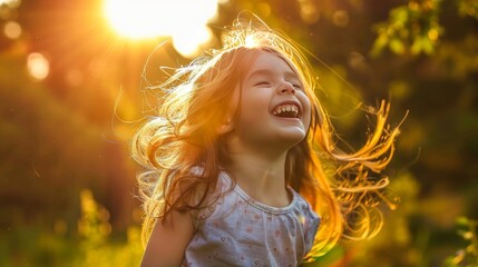 Fototapeta premium Joyful Laughter of a Child in Sunlight