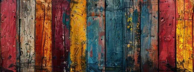 Old, grungy, colorful wood background 