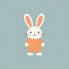 Cartoon Bunny Digital Painting Cute Animal Easter Background Minimalistic Design