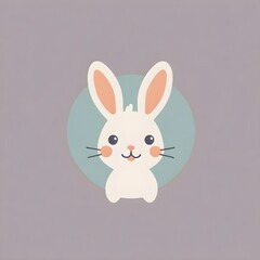 Cartoon Bunny Digital Painting Cute Animal Easter Background Minimalistic Design