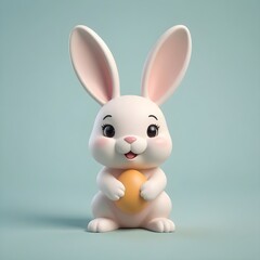 Cartoon Bunny Digital Painting Cute Animal Easter Background Minimalistic Design