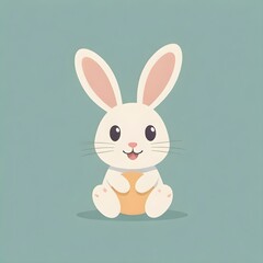 Fototapeta premium Cartoon Bunny Digital Painting Cute Animal Easter Background Minimalistic Design