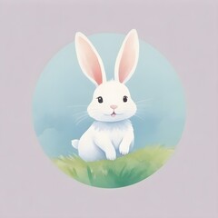 Cartoon Bunny Digital Painting Cute Animal Easter Background Minimalistic Design