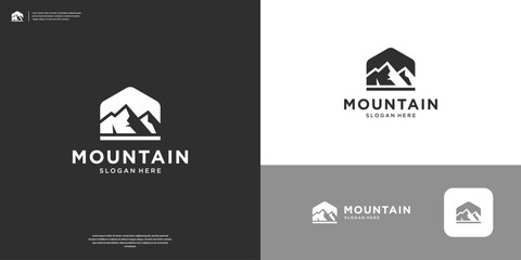 Mountain peak logo design vector illustration