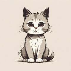 Cat Face Illustration Digital Painting Cute Animal Pet Background Artful Design