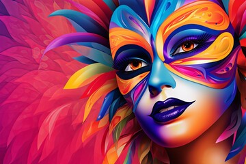 Vibrant Carnival Mask Gradients: Dance Club Promo Poster