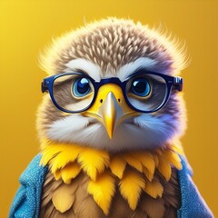 baby eagle with glasses