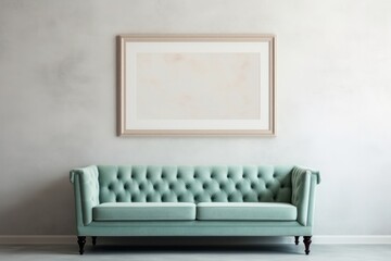 Blank white frame mockup couch art architecture.