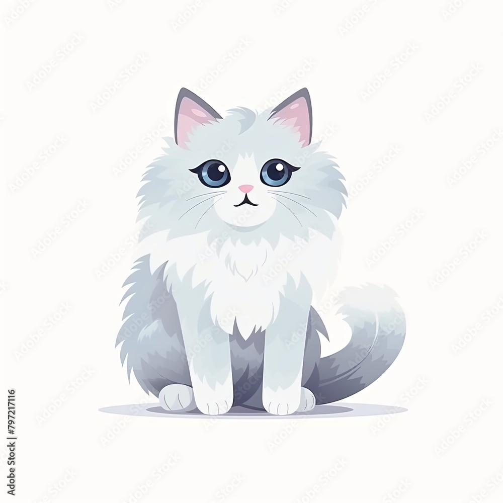 Wall mural flat illustration of cute pleasant cat