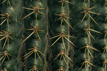 Textured surface of cactus plants, showcasing their spiny or ribbed patterns. 