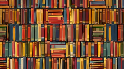Seamless pattern background illustration made of colorful books like a bookcase
