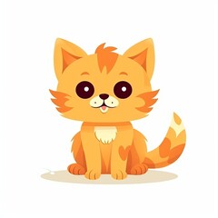 flat illustration of cute pleasant cat, friendly character, white background 