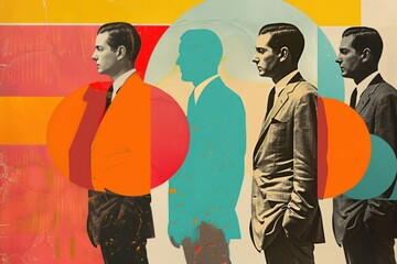 Retro collage of men in suit advertisement accessories accessory.