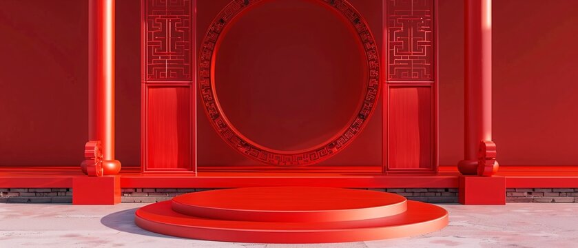 3D podium product themed chinese new year vector. Flyer or poster with chinese new year's theme suitable for promotion product.