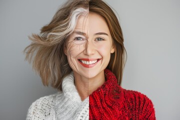 Old treatment and skin care routine dynamics blend facial comparisons, focusing on effective young skin portrayals and youth preservation in aging illustrations.