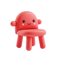 Chair with cute expression 3D.