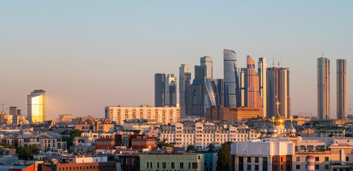 View of the Moscow International Business Center "Moscow City" on a summer day.