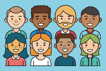 avatars of happy people of different races vector illustration