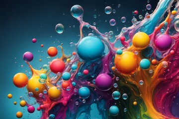 Dynamic 3D Water Bubble Explosion: Abstract Splash Art