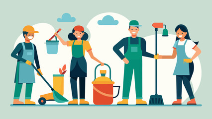 Clean worker vector illustration