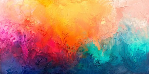 A colorful painting with a blue and green stripe