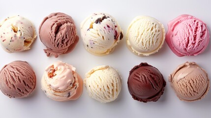 Wholesome ice cream treats from above, low-fat, non-dairy options like sorbet, emphasizing enjoyment in moderation, presented on an isolated background