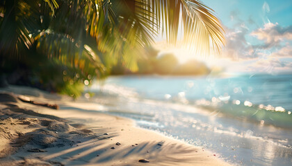 Blurred tropical beach background, perfect for summer vacation and relaxation