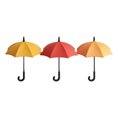 Umbrella set 3D icon simple shapes.