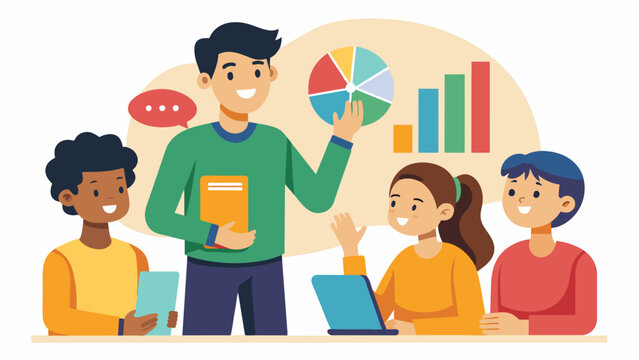 A teen peertopeer mentor teaches a group of younger students about the basics of credit scores and the importance of maintaining a good one.