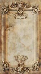 Antique ornate frame on vintage paper background
