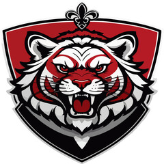 lion head with red white color vector drawing