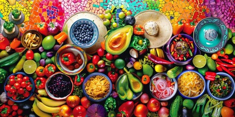 Fototapeta premium Garden Delight: A colorful bowl of salad brimming with succulent tomatoes, flavorful onions, and a symphony of garden-fresh elements. A taste of freshness.