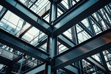 A large building with a lot of steel beams and glass windows