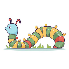 A vector icon depicting a caterpillar cartoon character, ideal for illustrating insects, children's themes